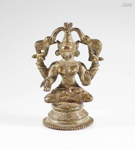 Gajalakshmi bronze standing figure