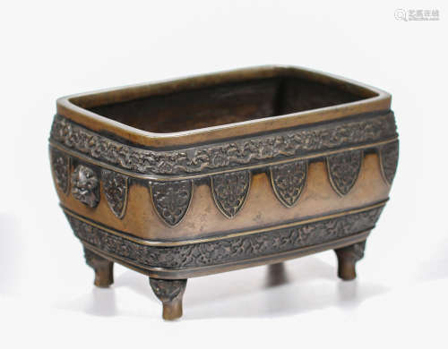 A Chinese bronze footed censer