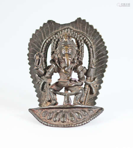 Ganesha bronze figure inside of Mandala