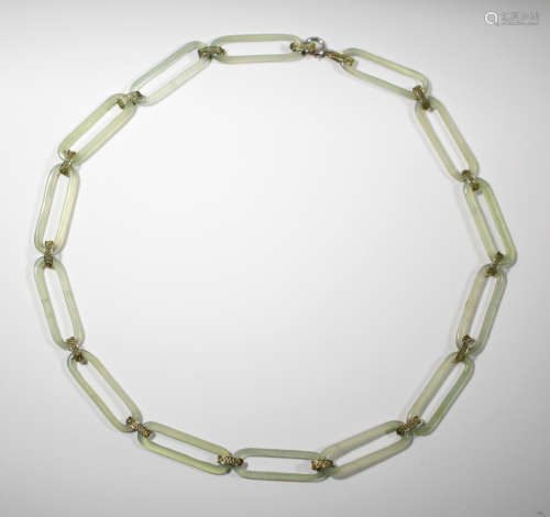 A vintage jadeite open link translucent necklace