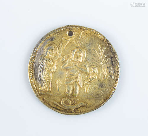 A scarce late Byzantine early venetian rule silver and gilt Christian medallion