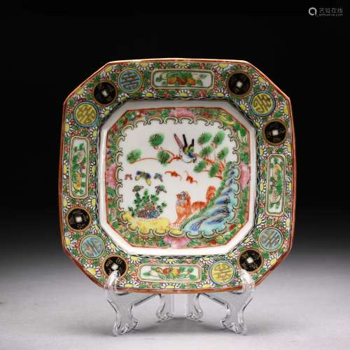 A Chinese Famille Verte Plate, Late Qing Dynasty