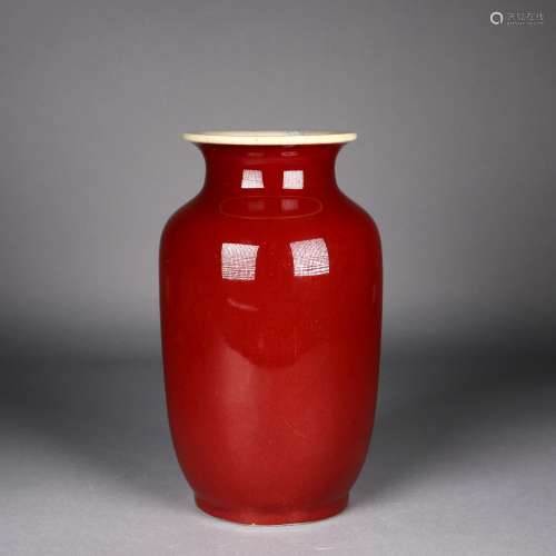 A Chinese  Red Glazed Porcelain Vase,19th Century