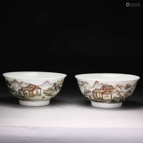 A Pair Of Chinese Famille Verte Porcelain Bowls
