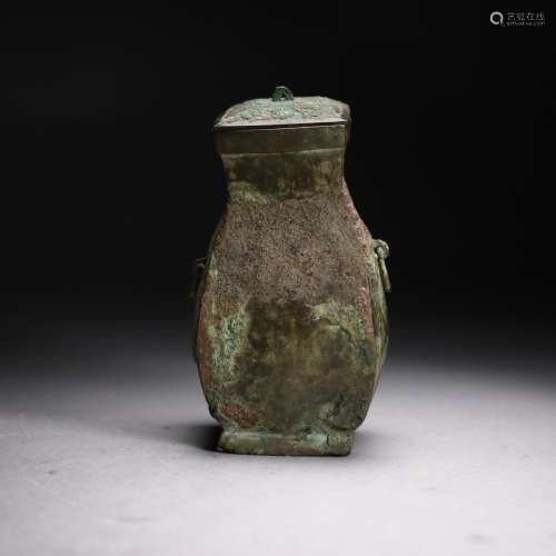 A Chinese Bronze Vase w/ Cap,Han Dynasty