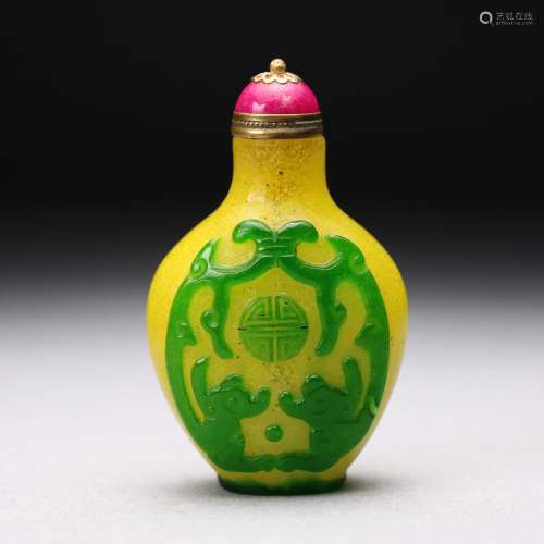 A Chinese Peking Glass Snuff Bottle,19th Century