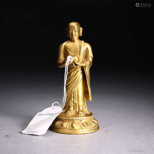 A Gilt Bronze Figure of Ksitigarbha, Qing dynasty