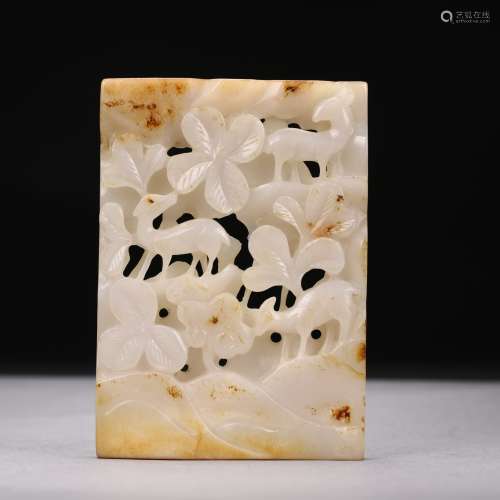 A White Nephrite Jade Plaque,Late Ming Dynasty