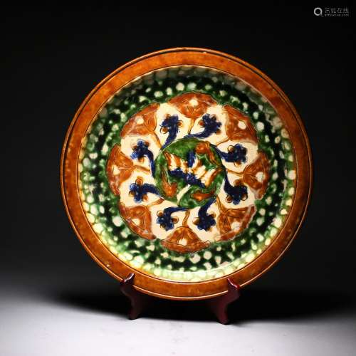 A  large Chinese Sancai Glazed Plate