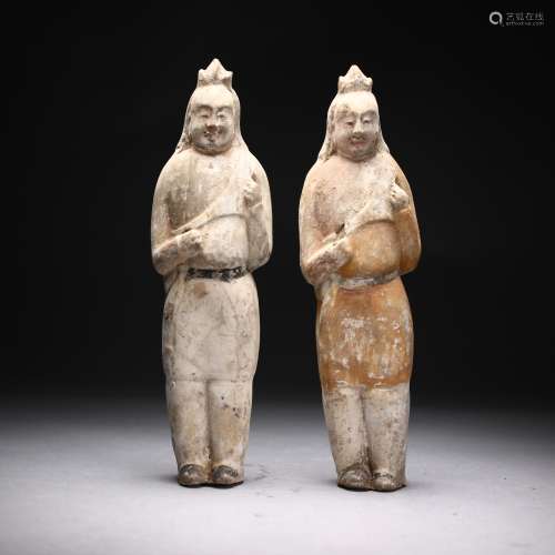 Two Chinese Antique Pottery Figures, Wei Dynsty
