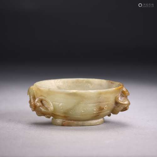 A WHITE JADE and RUSSET ARCHAISTIC CUP,SONG DYNASTY