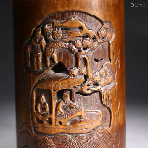 A Finely Carved Bamboo Brush Pot