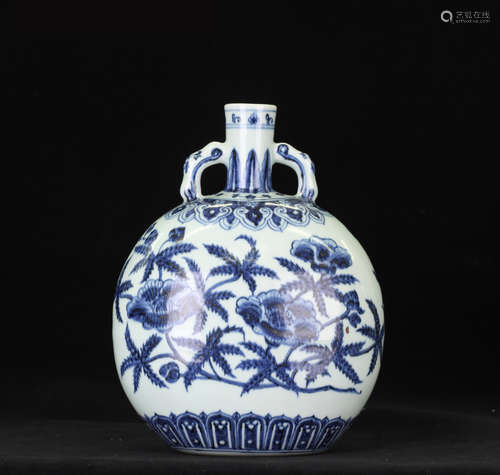 A BLUE & WHITE PORCELAIN VASE IN BLOSSOM DESIGN WITH DAMINGXUANDE MARK