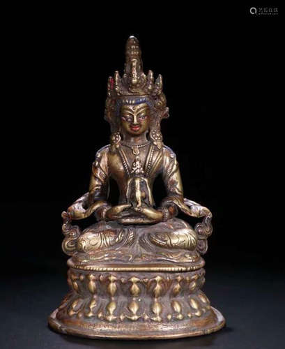 A TIBETAN BRONZE AMITAYUS BUDDHA