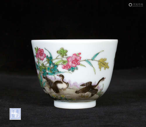 A ENAMEL CUP DESIGN IN POEM & BLOSSOM WITH YONGZHENG MARK