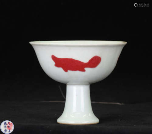 AN GLAZE HIGHT-FOOT CUP WITH DAMINGXUANDE MARK