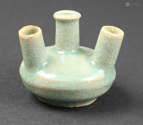 A LONGQUAN KILIN TUBE VASE