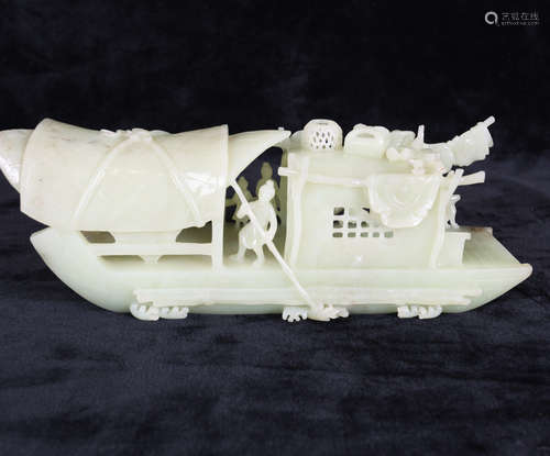 A HETIAN JADE FISHING BOAT