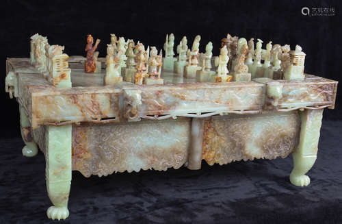 A SET OF HETIAN JADE CHESS