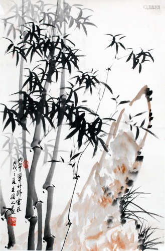 A BAMBOO LANDSCAPE INK SCROLL FROM ZHUYINREN