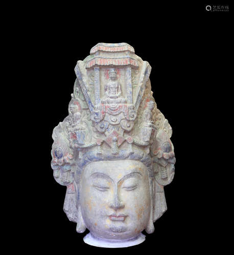 A STONE BUDDHA HEAD