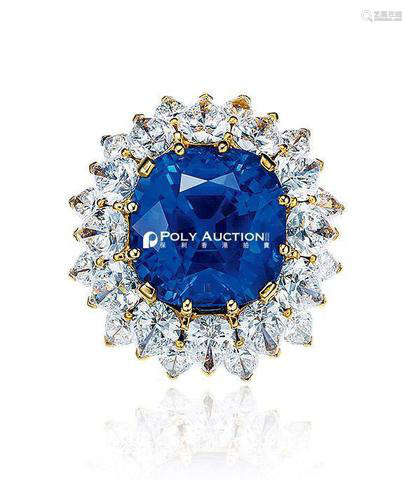 宝格丽设计 19.92克拉斯里兰卡蓝宝石配钻石戒指，未经加热