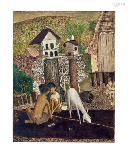 钟泗滨（1917～1983） 1981年作 马来少年与羊 油彩 画布