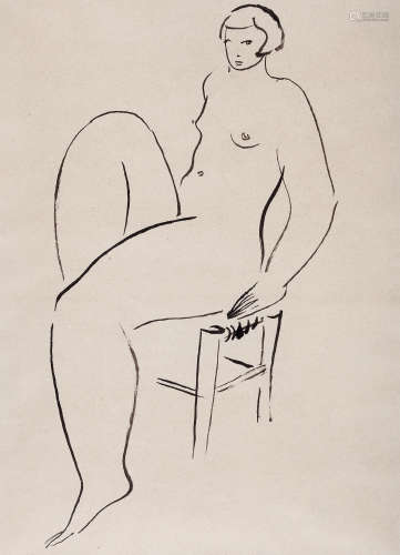 常玉（1895～1966） 坐在椅子上的琪琪 水墨 纸本