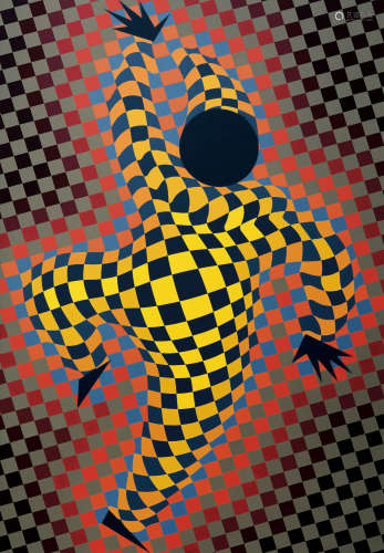 维克多·瓦沙雷利（1906～1997） 约1987年作 小丑 压克力 画布