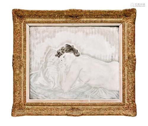 藤田嗣治（1886～1968） 1927年作 侧躺的少女 油彩 画布
