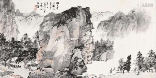 江兆申 1979年作 湖山清晓图 镜心 设色纸本