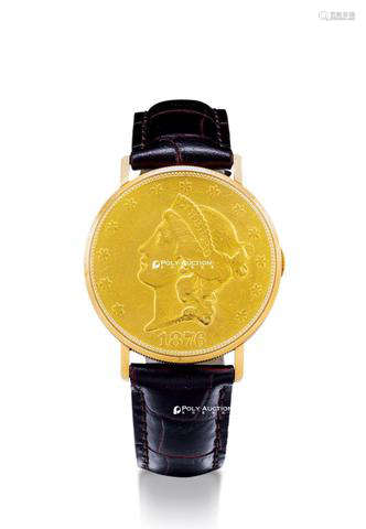 欧米茄 精致罕有，黄金二十美元金币机械腕表，备隐藏表盘，年份约1970，附原厂表盒
