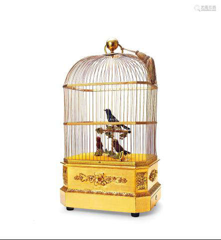 REUGE 镀金黄铜鸟笼音乐盒，年份约1880