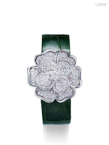 香奈儿 非常优雅，白金镶钻石女装山茶花形腕表，备隐藏表盘，「CAMELLIA」，型号J 1379，年份约2000
