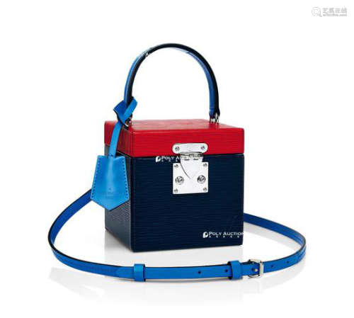 路易斯威登 2018 限量版深蓝色及红色水纹牛皮BLEEKER BOX包附肩带