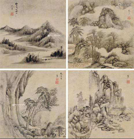 赵璞 仿古 （四帧） 镜心 设色纸本