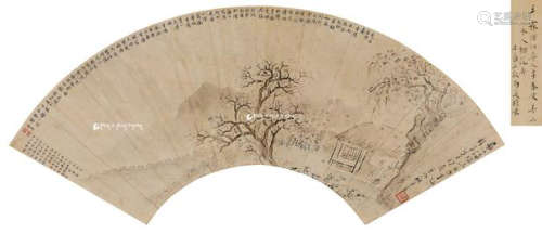 王霖 1802年作 闲居图 扇面 设色纸本