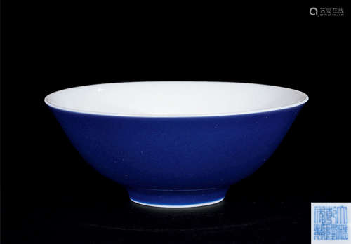 清 藍釉碗 