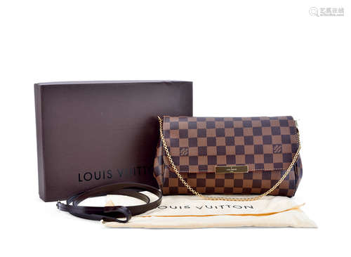 LOUIS VUITTON Damier Azur Favorite 手袋/肩背袋 (附長背帶及原裝盒)