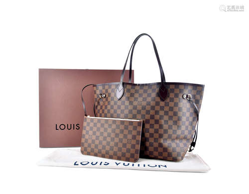 LOUIS VUITTON Damier Ebene Neverfull 肩背袋 (附原裝盒)