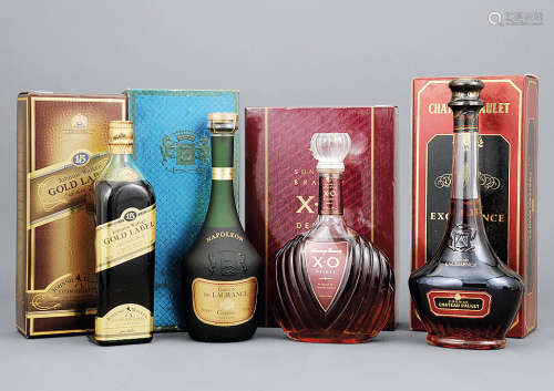 Suntory Brandy X.O. , Gaston de Lagrange Cognac, Chateau Paulet S.A. Cognac 及 Gold Label 15年 共4支