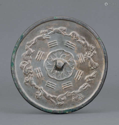 唐 銅十二生肖紋龜鈕鏡