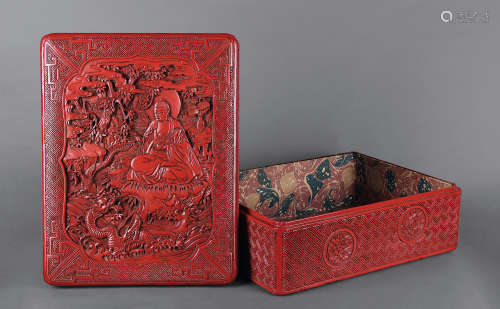 清 剔紅釋迦牟尼佛方盒