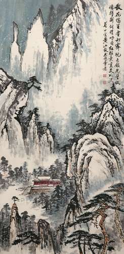 弥菊田 黄山雪景 纸本立轴