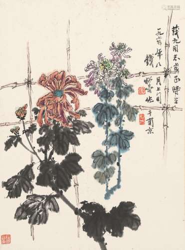 钱松嵒 菊花 纸本立轴