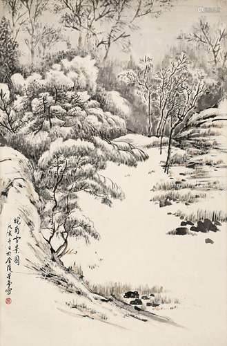 卢星堂 皖南雪景图 纸本镜心