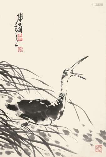 卢坤峰 花鸟 纸本立轴