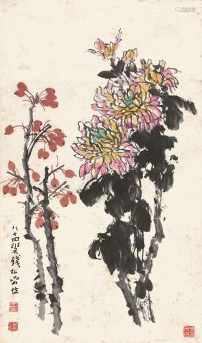 钱松嵒 花卉 纸本立轴