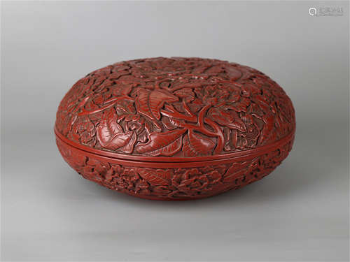 Chinese carved cinnabar box, Qianlong mark.