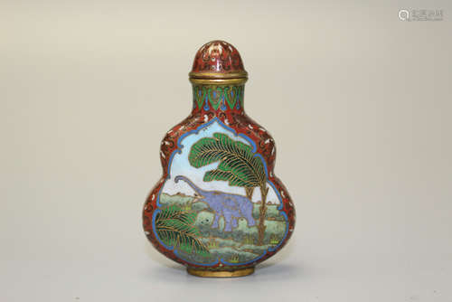 Chinese cloisonne snuff bottle, marked.